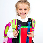 Little girl with school supplies